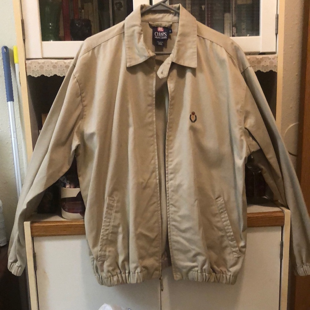 Chaps Tan Lightweight Shirt Jacket with Elastic Cuffs